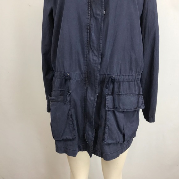 SEJOUR - WOMEN'S 0X - NAVY ZIP & SNAP CLOSURE HOODED CARGO JACKET COAT - Picture 3 of 10